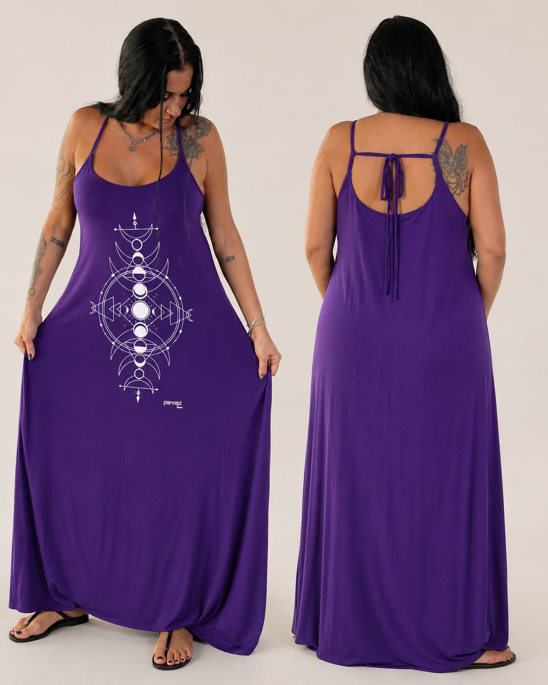 Vestido de Alça Fases da Lua Grande — Roxo Intenso