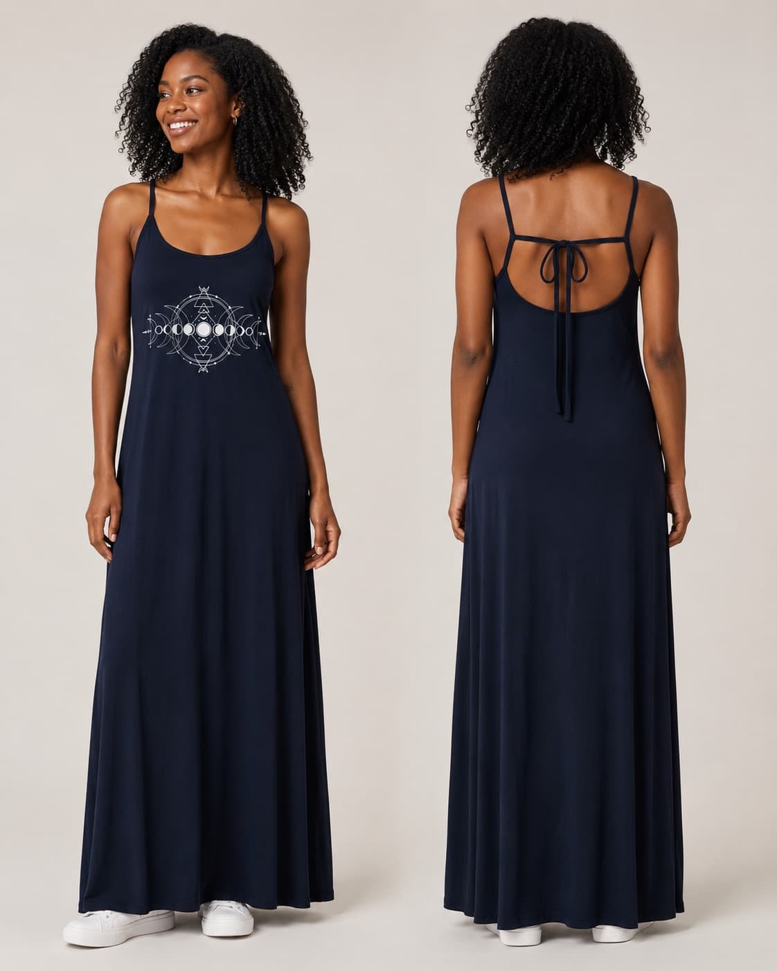 Vestido de Alça Fases da Lua Pequena — Azul Marinho