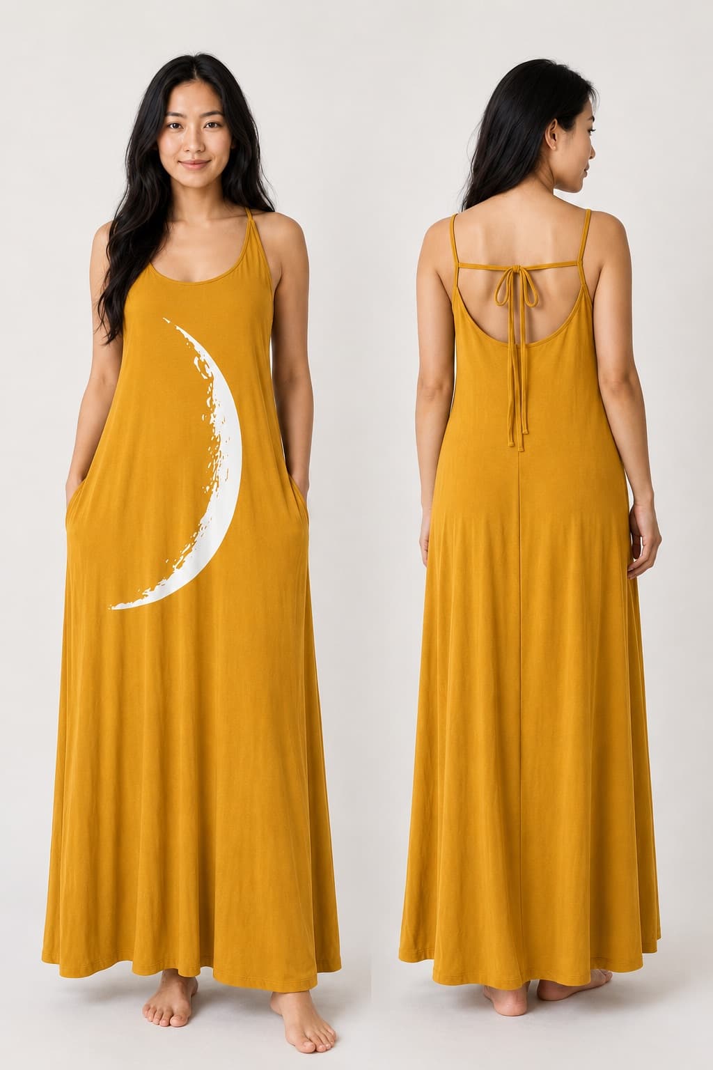 Vestido de Alça Minguante Grande — Amarelo Mostarda