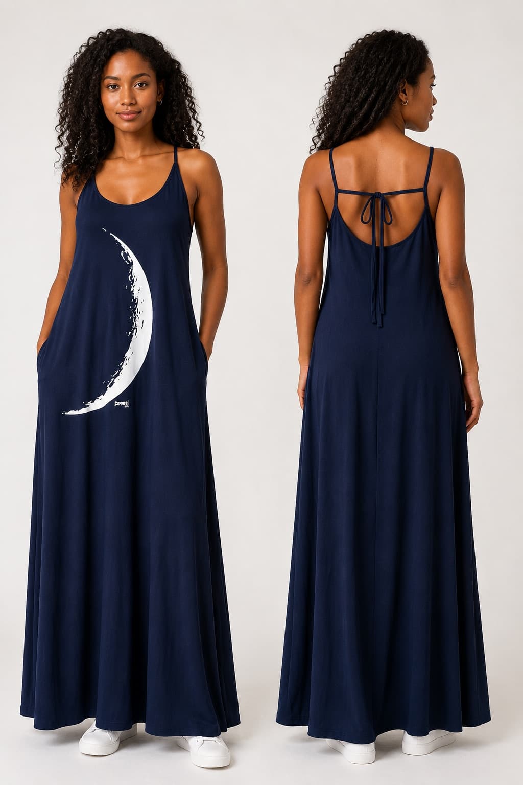 Vestido de Alça Minguante Grande — Azul Marinho