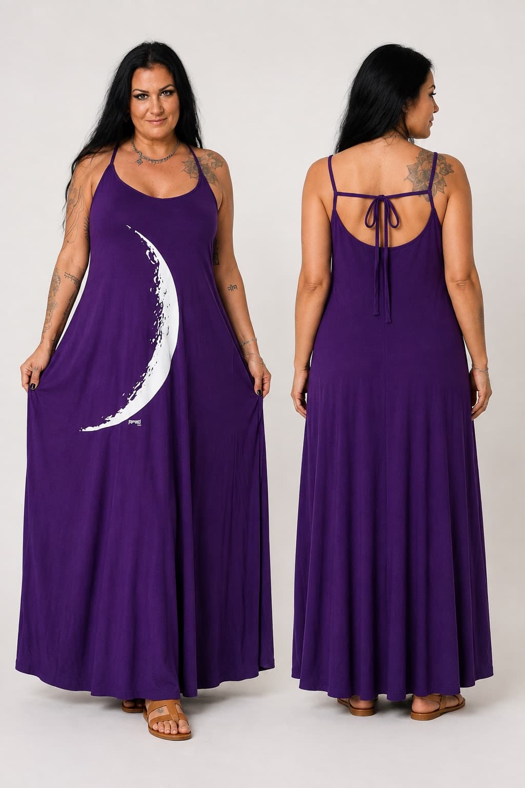 Vestido de Alça Minguante Grande — Roxo Intenso
