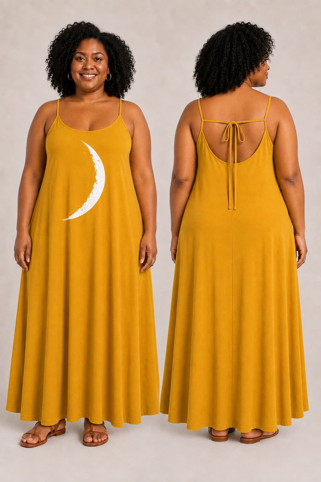 Vestido de Alça Minguante Pequena — Amarelo Mostarda