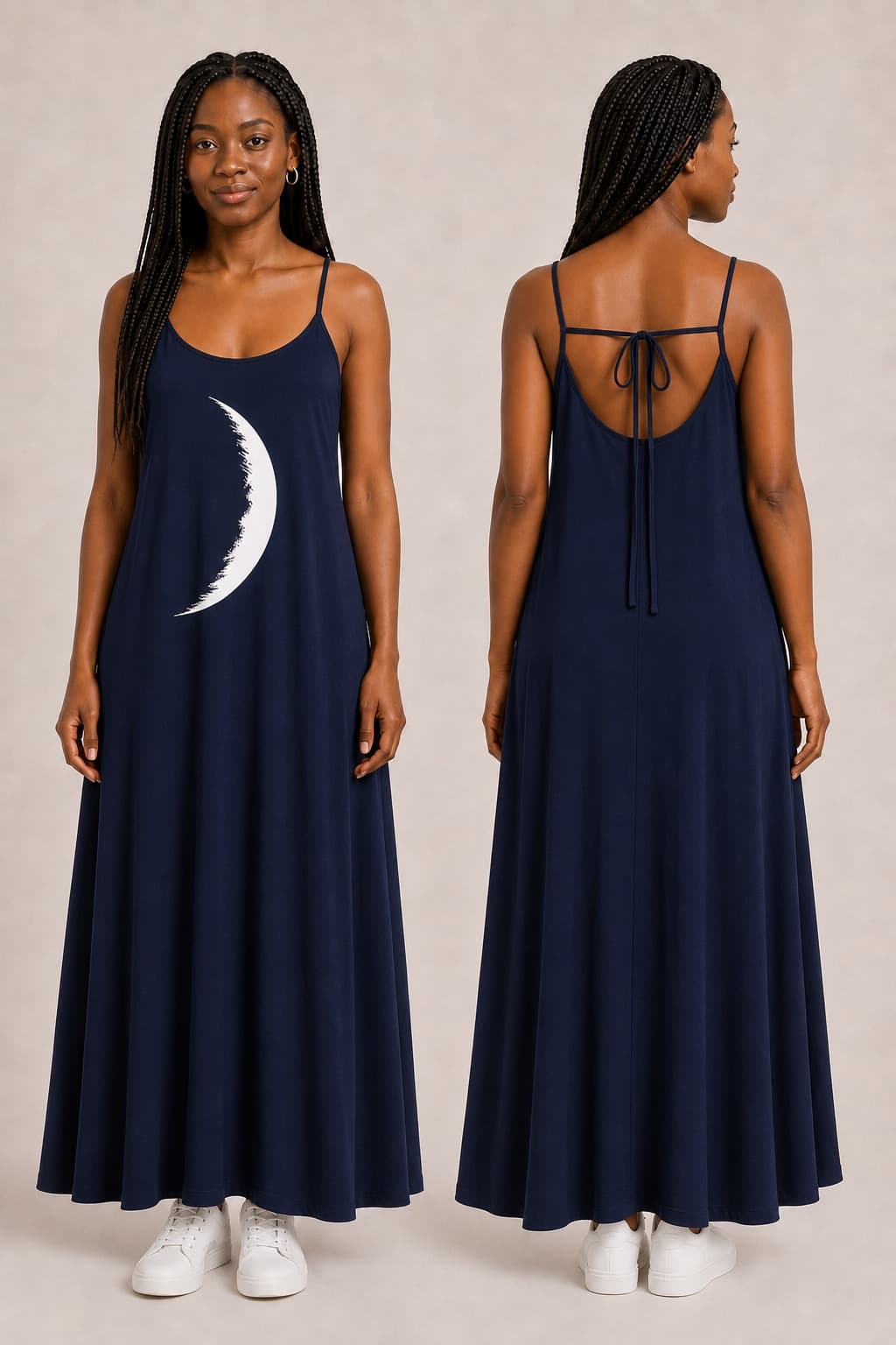 Vestido de Alça Minguante Pequena — Azul Marinho