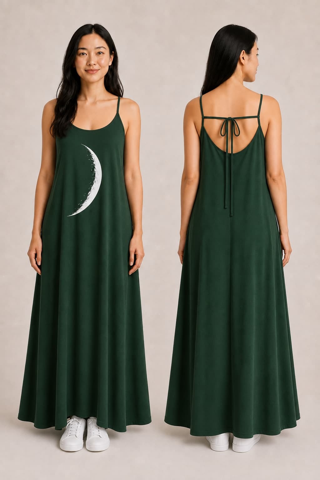 Vestido de Alça Minguante Pequena — Verde Floresta Escuro
