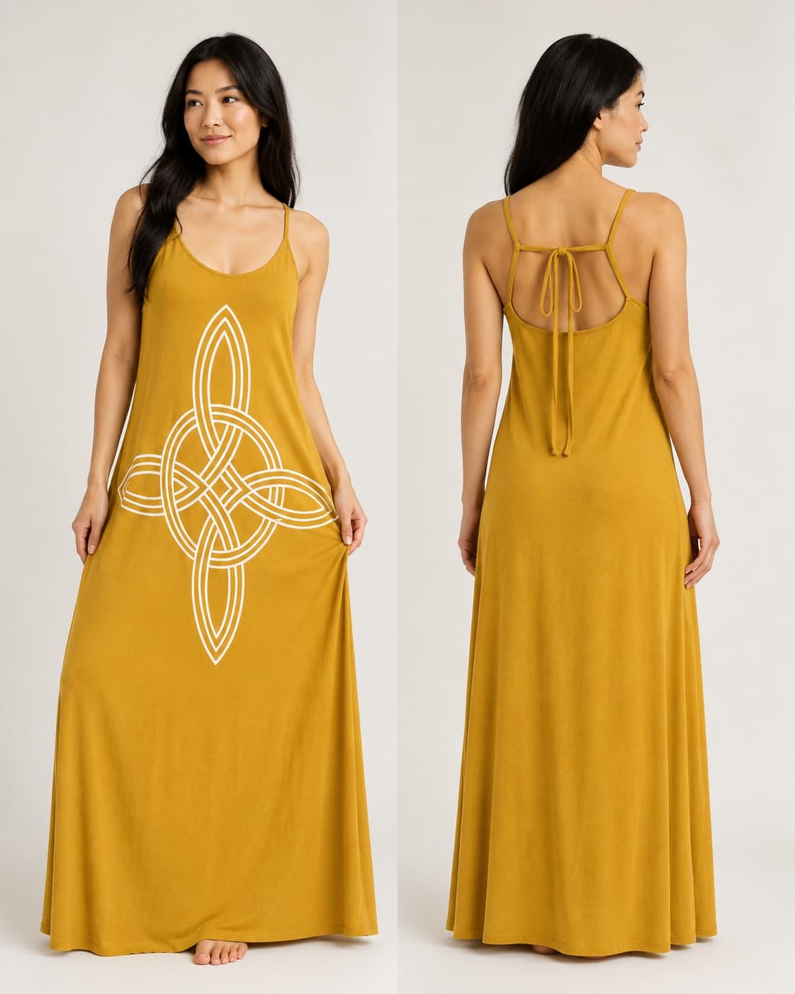 Vestido de Alça Nó de Bruxa — Amarelo Mostarda