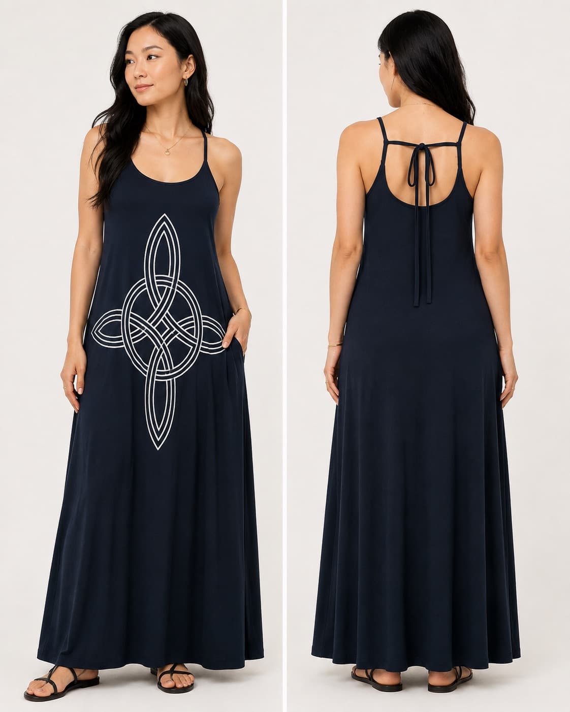 Vestido de Alça Nó de Bruxa — Azul Marinho