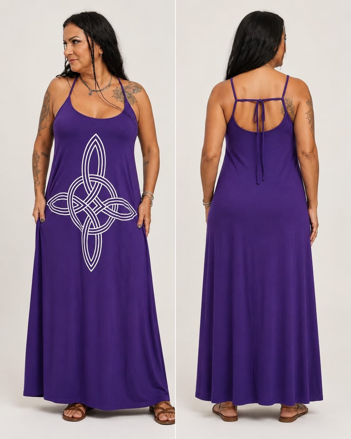 Vestido de Alça Nó de Bruxa — Roxo Intenso