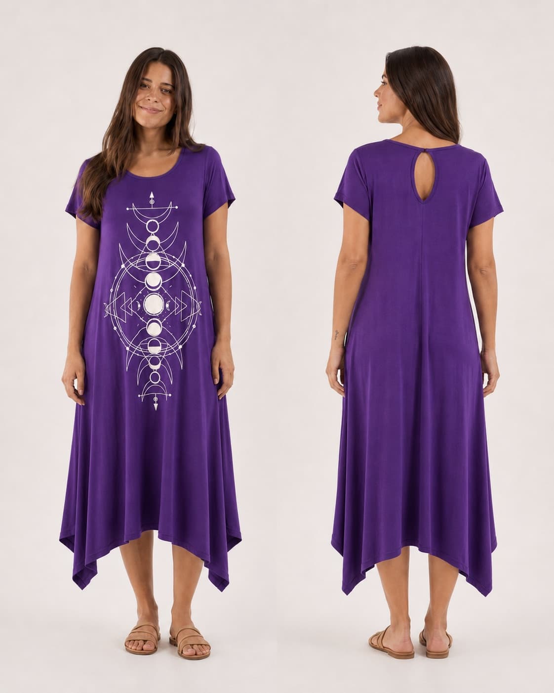 Vestido de Manga Fases da Lua Grande — Roxo Intenso