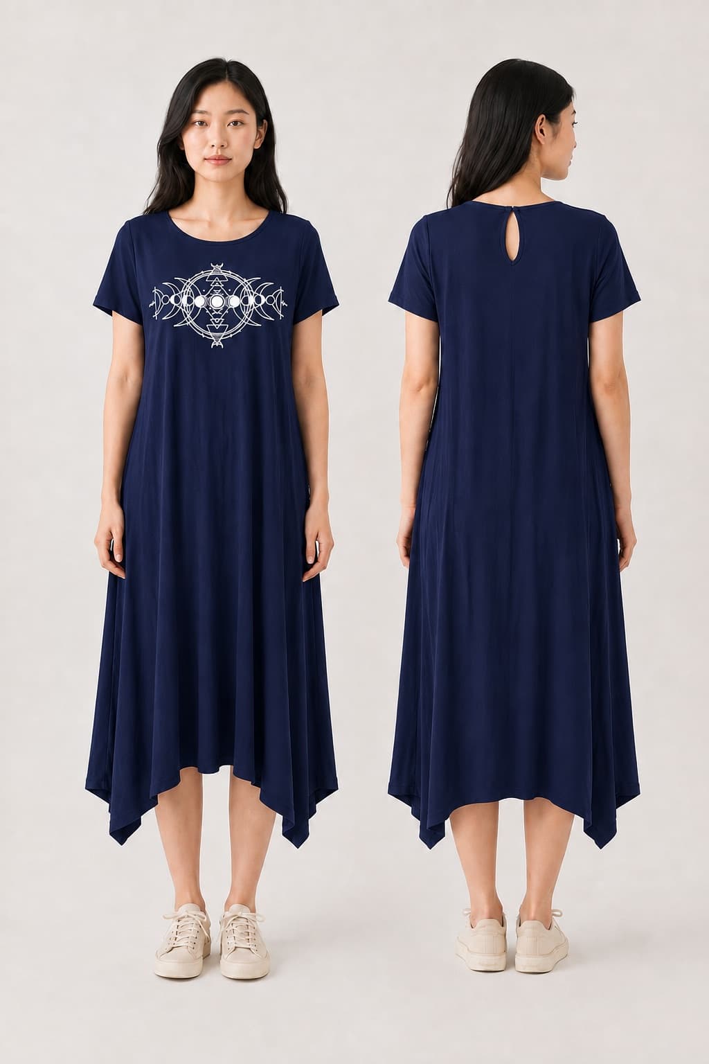 Vestido de Manga Fases da Lua Pequena — Azul Marinho