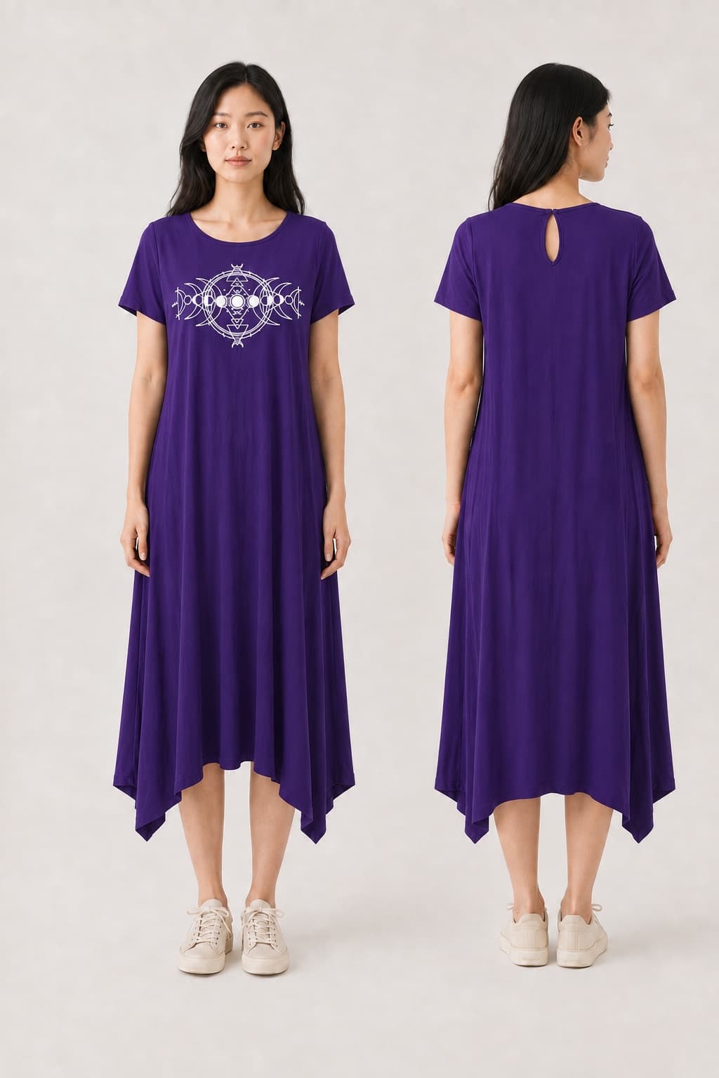 Vestido de Manga Fases da Lua Pequena — Roxo Intenso