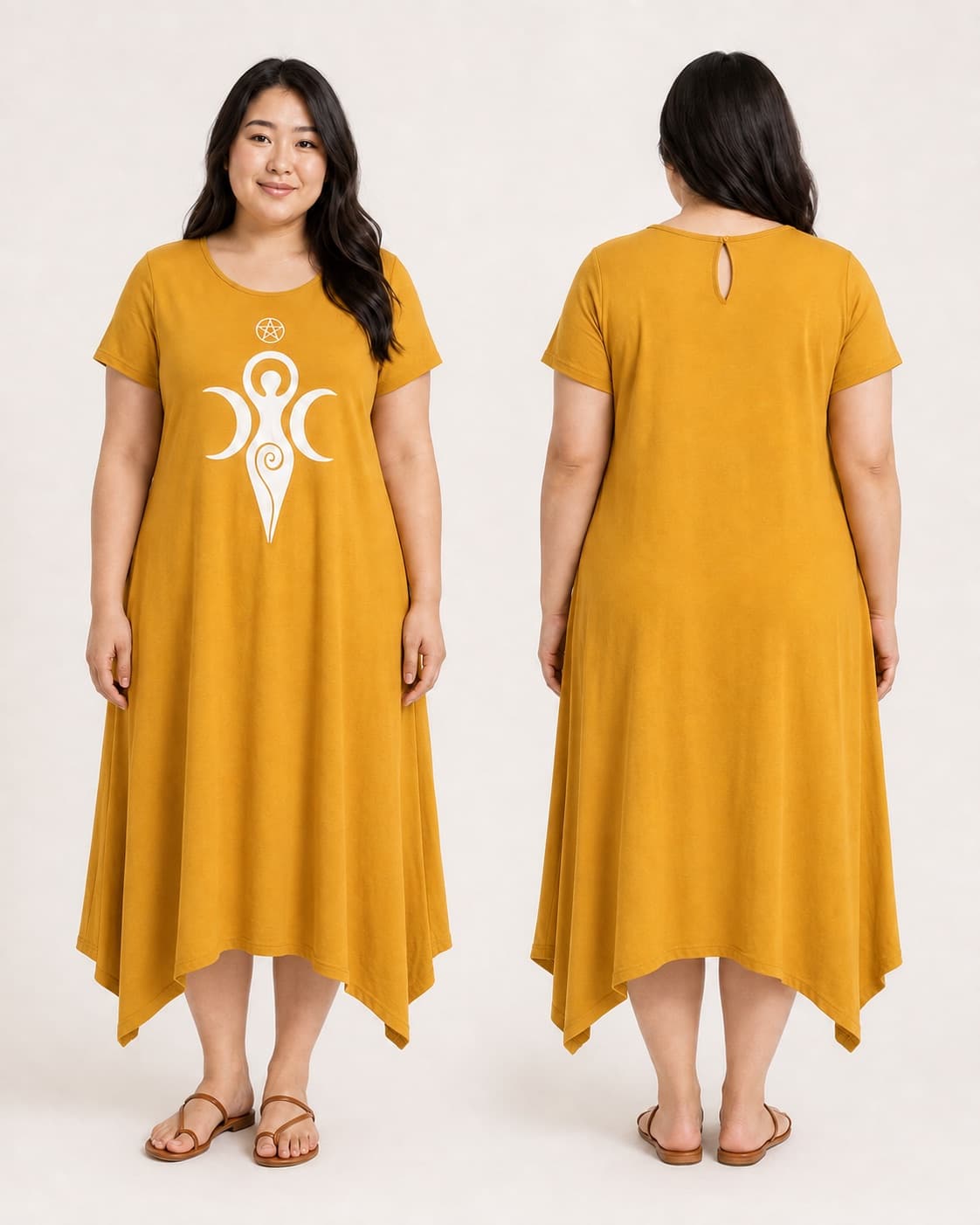 Vestido de Manga Grande Mãe — Amarelo Mostarda