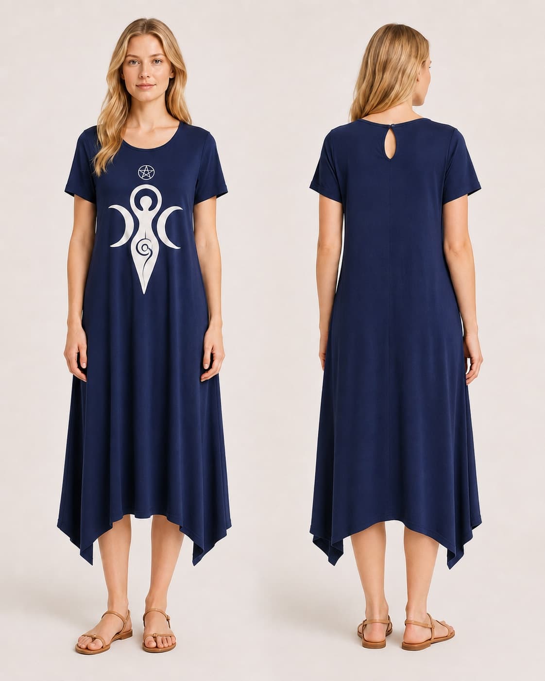 Vestido de Manga Grande Mãe — Azul Marinho