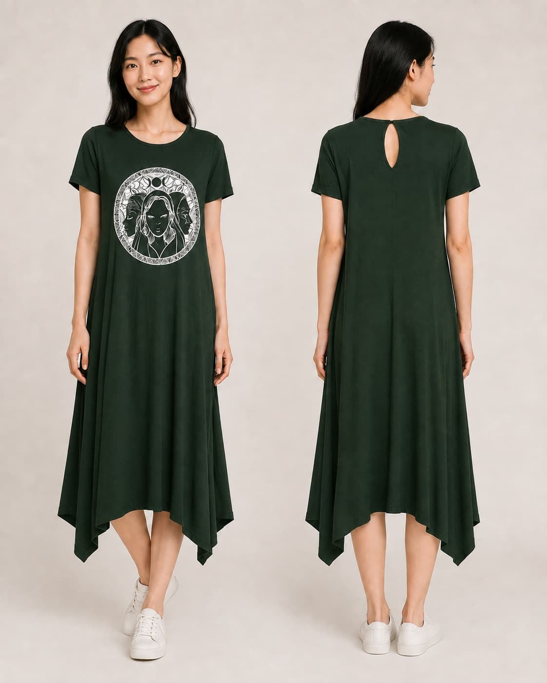 Vestido de Manga Hécate — Verde Floresta Escuro