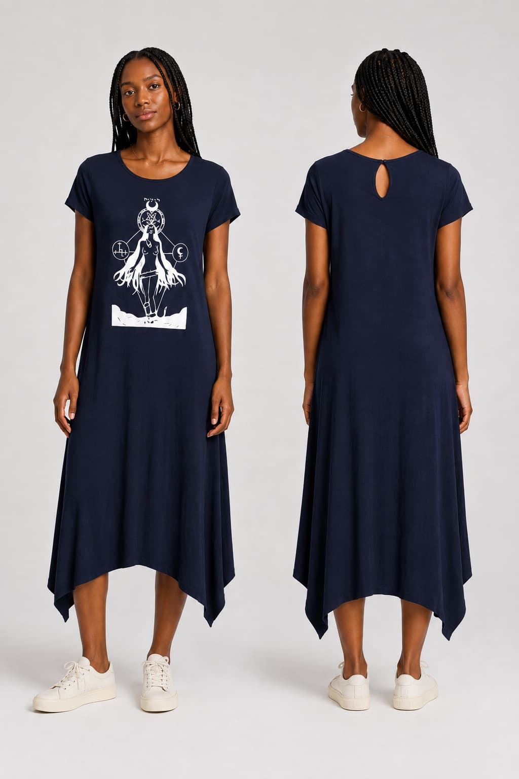 Vestido de Manga Lilith — Azul Marinho