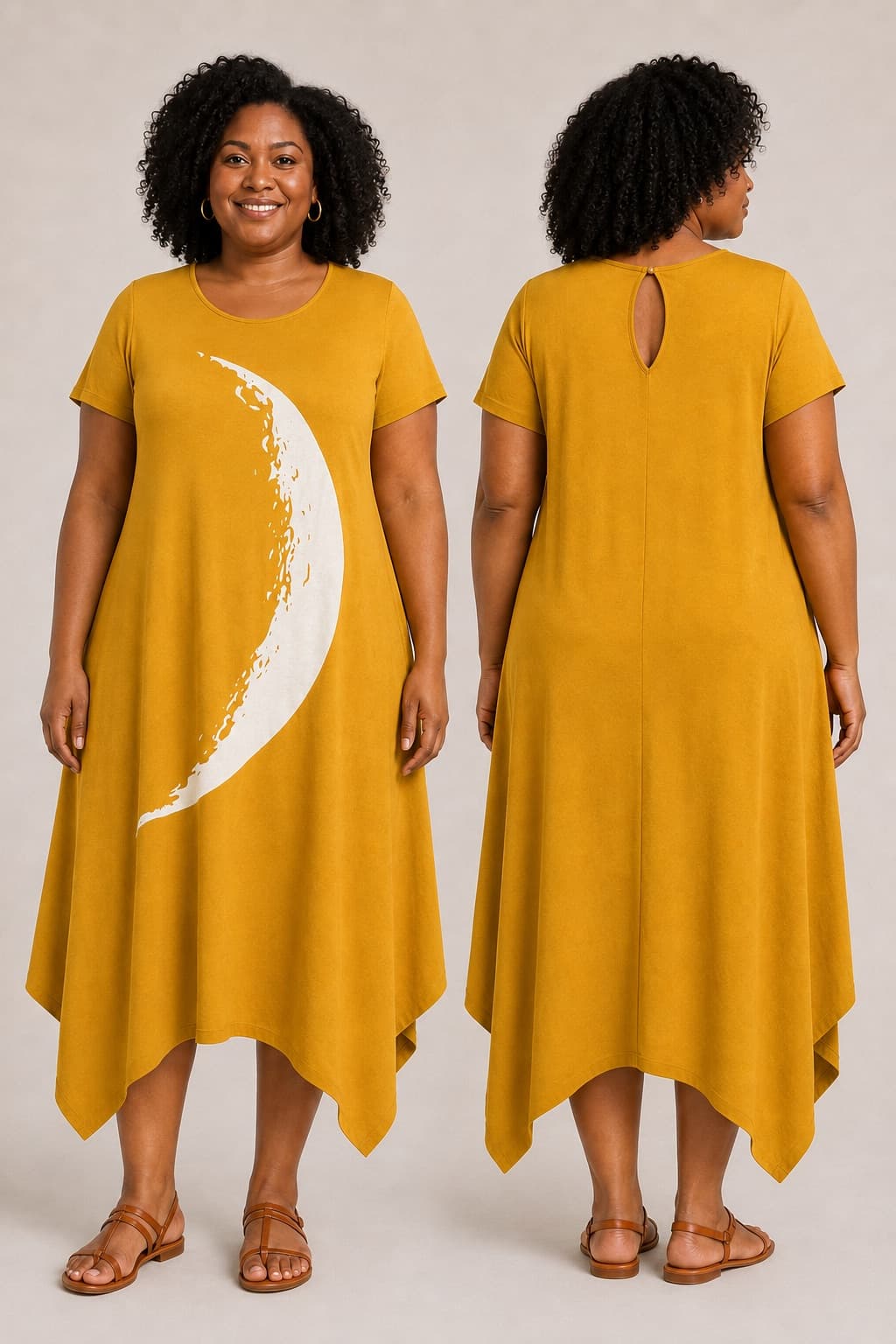 Vestido de Manga Minguante Grande — Amarelo Mostarda