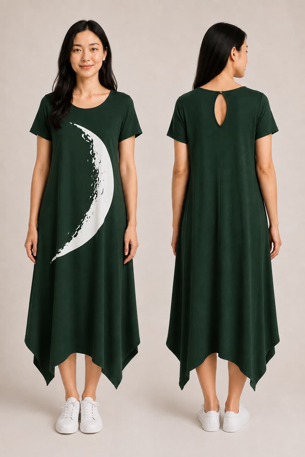 Vestido de Manga Minguante Grande — Verde Floresta Escuro