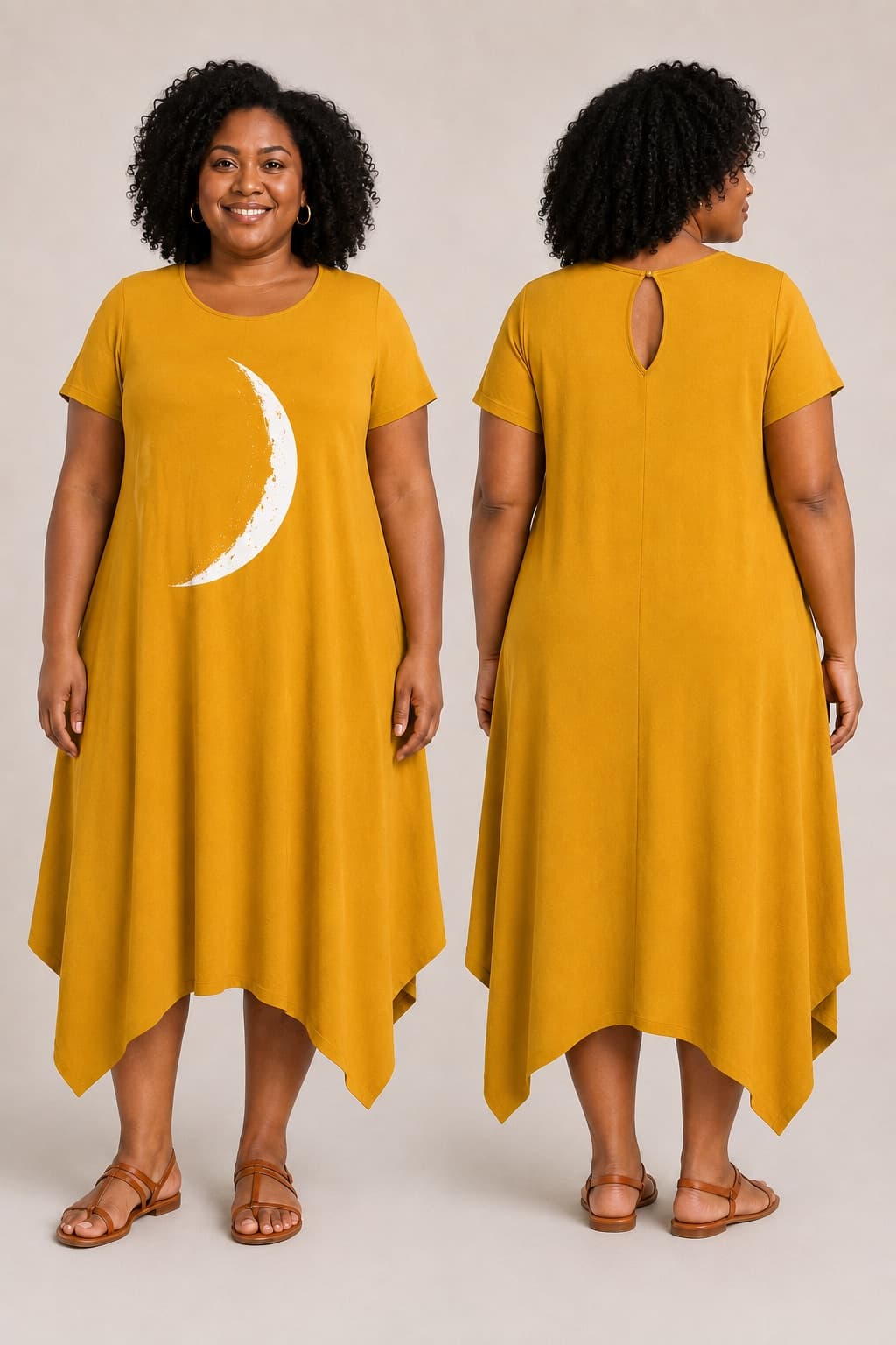 Vestido de Manga Minguante Pequena — Amarelo Mostarda