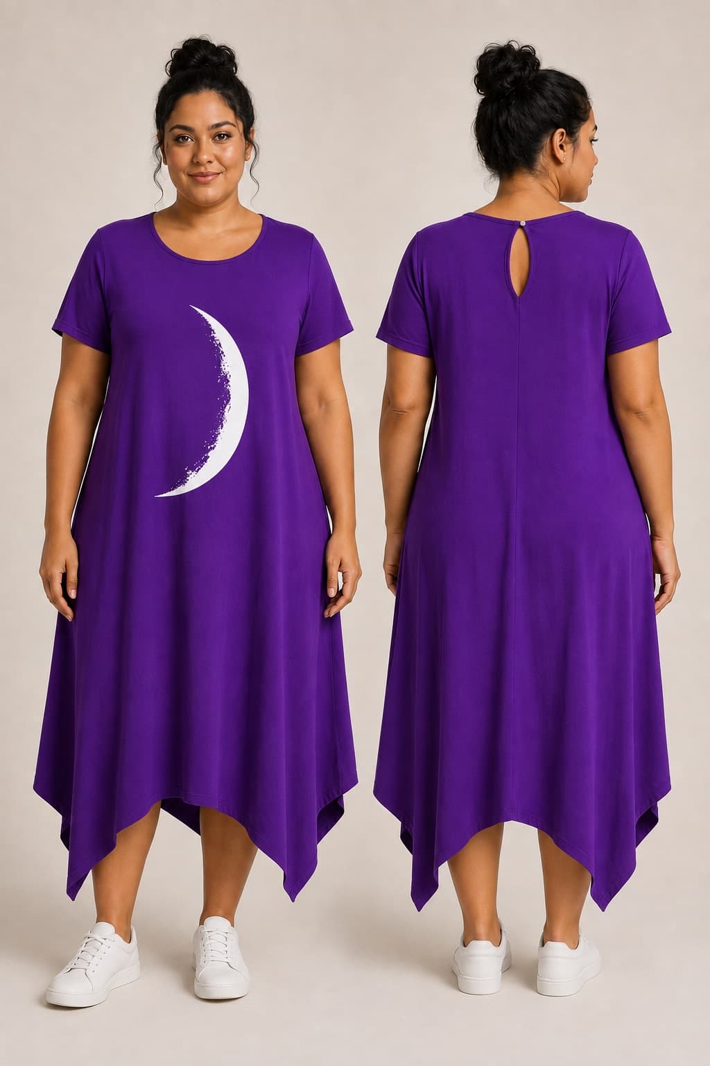 Vestido de Manga Minguante Pequena — Roxo Intenso