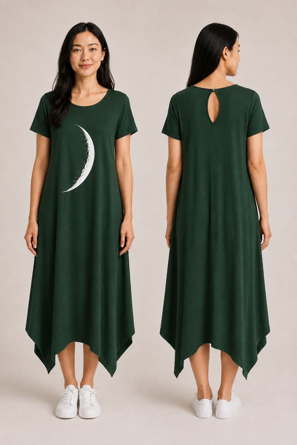 Vestido de Manga Minguante Pequena — Verde Floresta Escuro
