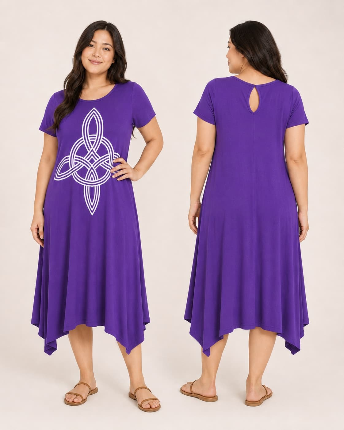 Vestido de Manga Nó de Bruxa — Roxo Intenso